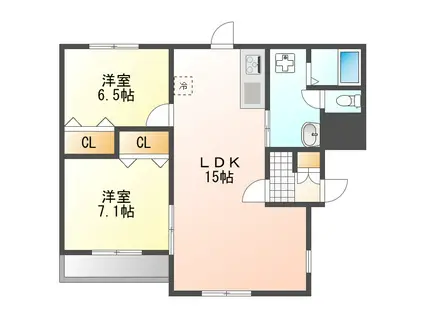 メゾンクレール(2LDK/1階)の間取り写真