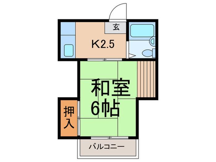 メゾン岡(1K/1階)の間取り写真