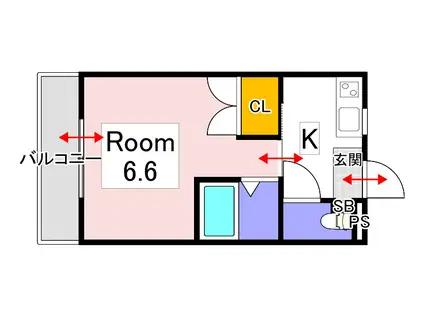 パークプレイス平井I(1K/4階)の間取り写真