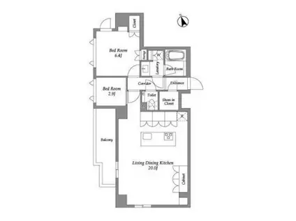 ENETIAL代官山(2LDK/8階)の間取り写真