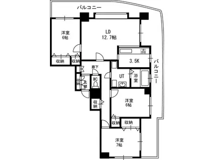 クリーンサッポロ医大西(3LDK/14階)の間取り写真