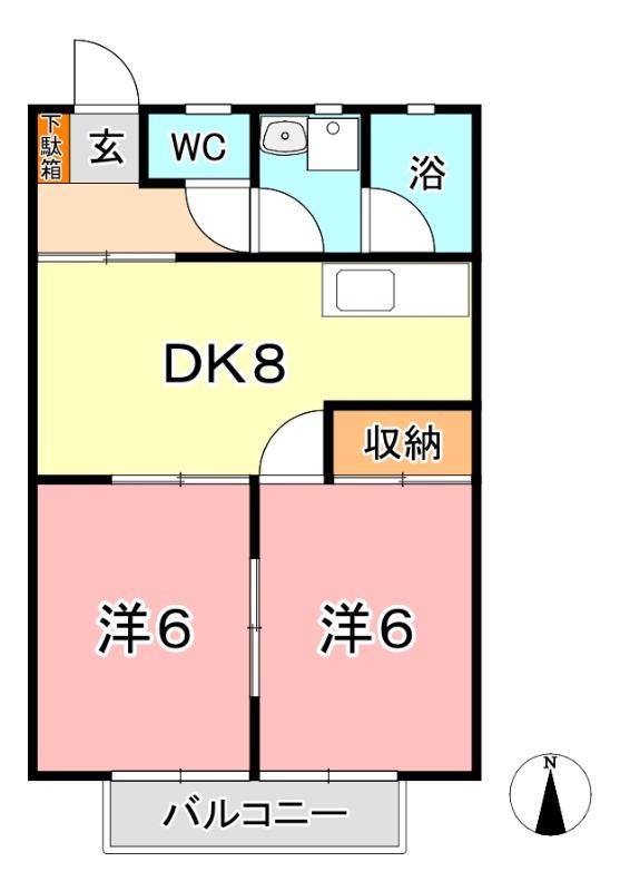 コーポ田中(2DK/2階)の間取り写真