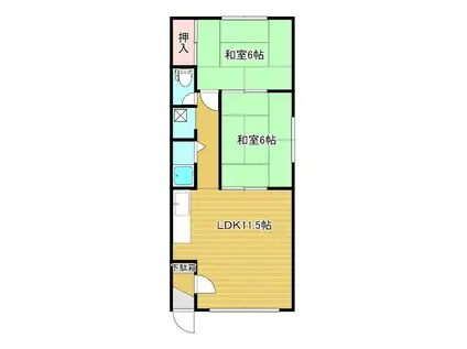 白土ハイツ(2LDK/2階)の間取り写真