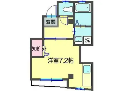 バリオオコシ(ワンルーム/1階)の間取り写真