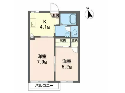 プレシオーサ東黒石野(2K/1階)の間取り写真