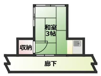 みなみ荘(ワンルーム/2階)の間取り写真