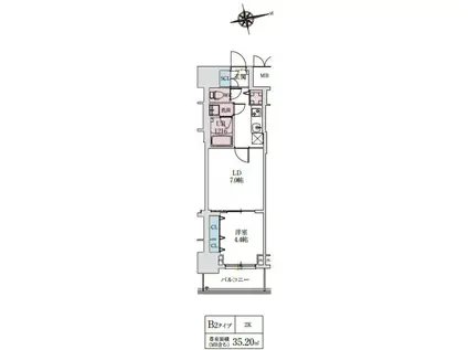 スプランディッド上本町ウエストII(2K/11階)の間取り写真