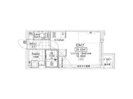 プライマル駒沢大学(ワンルーム/2階)の間取り写真