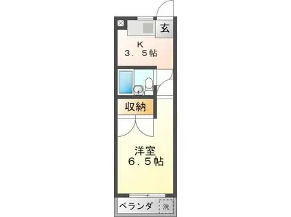 カレッジヒルズ(1K/3階)の間取り写真