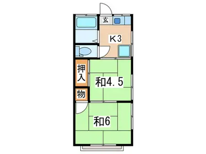 第二永谷コーポ(2K/2階)の間取り写真
