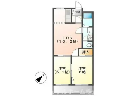 ネオポリス東幸(2LDK/2階)の間取り写真