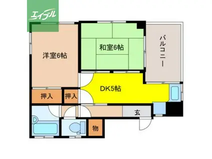 樫田ビル(2DK/2階)の間取り写真