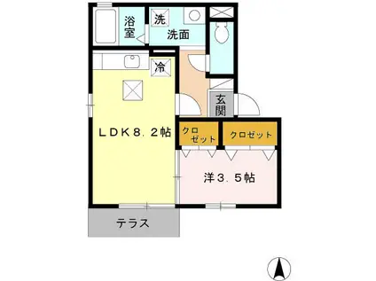 メゾン南本荘(1LDK/1階)の間取り写真