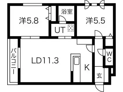 メニーズコート琴似 パークサイド(2LDK/4階)の間取り写真