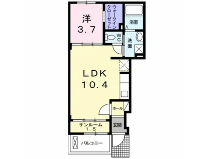 カーサ・フィオーレ(1LDK/1階)の間取り写真