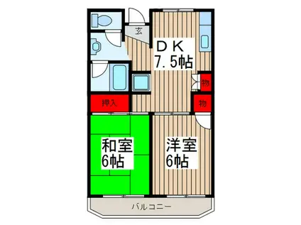 大和田フラット(2DK/2階)の間取り写真