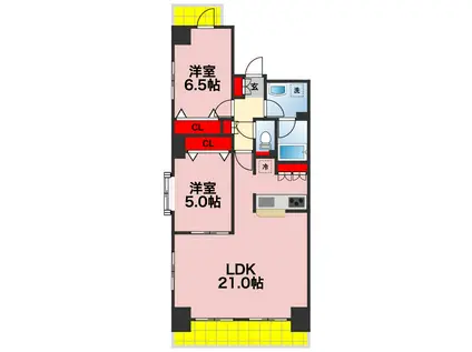 ダイアパレス千葉美術館(2LDK/5階)の間取り写真
