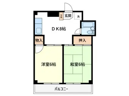 コーポはば(2DK/4階)の間取り写真