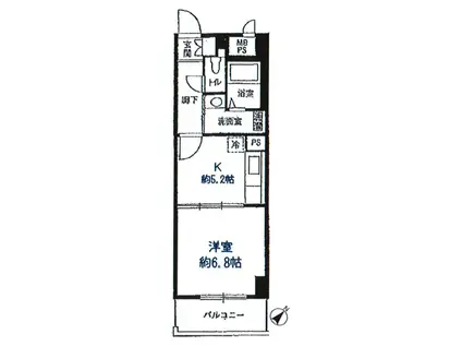 コスモアーバンステイツ(1DK/2階)の間取り写真