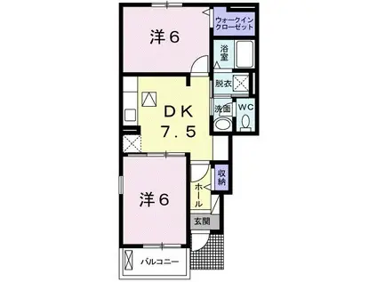 カポレイ II(2DK/1階)の間取り写真
