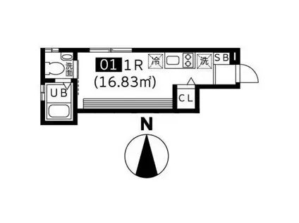 グランエッグス武蔵新田(ワンルーム/1階)の間取り写真