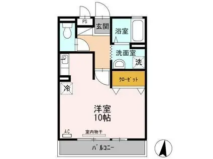 ベイサージュ富の原B(ワンルーム/3階)の間取り写真