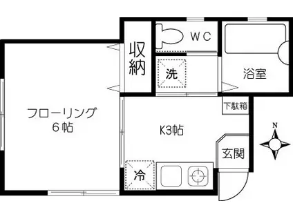 ヴィラ梶ヶ谷(1K/1階)の間取り写真