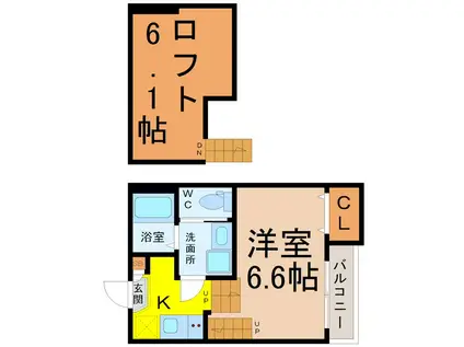 ハーモニーテラス露橋(1K/1階)の間取り写真