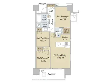 シティハウス巣鴨(3LDK/12階)の間取り写真