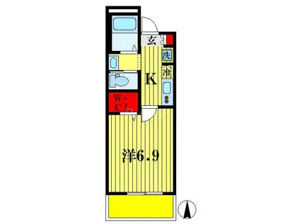 GRANDIR三郷(1K/3階)の間取り写真