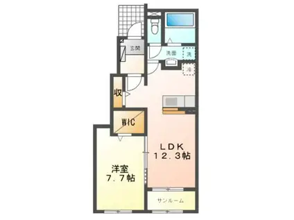 ル・ポール南新町(1LDK/1階)の間取り写真