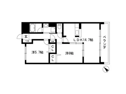 サンマール鳥居通(2LDK/6階)の間取り写真