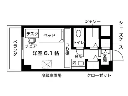 エルスタンザ田園調布(ワンルーム/4階)の間取り写真