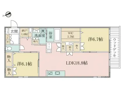 ヘーベルヴィレッジ浦和本太(2LDK/1階)の間取り写真
