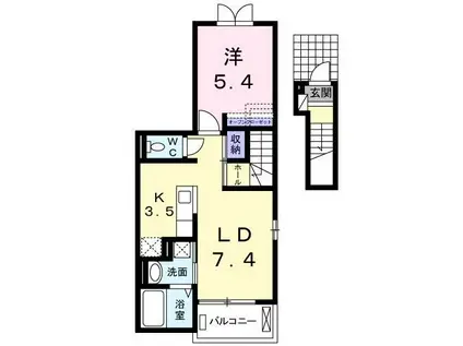 フラワーハウス(1LDK/2階)の間取り写真