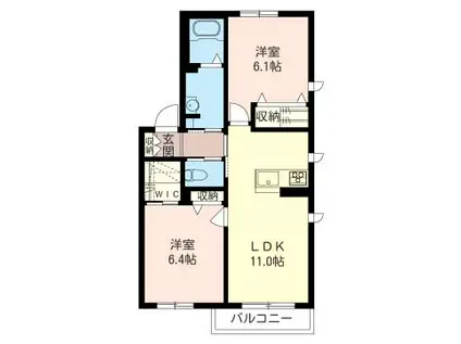 堂の後ハウス二番館(2LDK/2階)の間取り写真