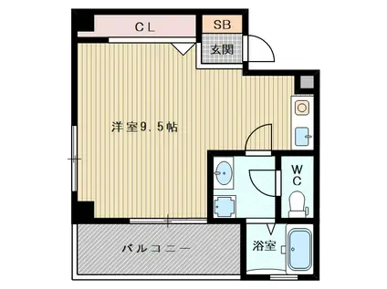レインボーシャインR/K(ワンルーム/4階)の間取り写真