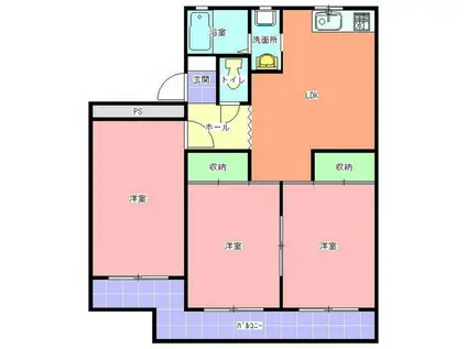 新原マンション(3DK/2階)の間取り写真