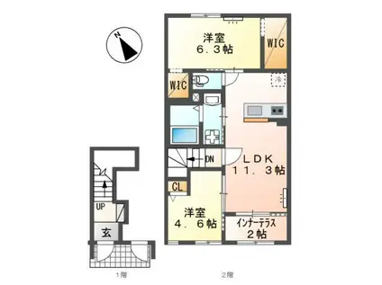 CONCORDIA(2LDK/2階)の間取り写真