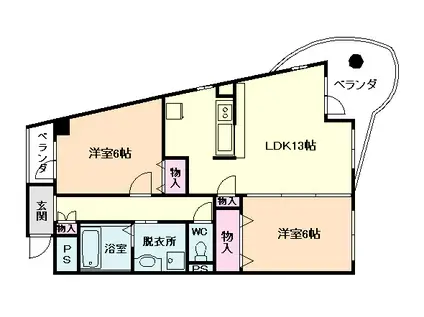 スプルースケイツ(2LDK/4階)の間取り写真