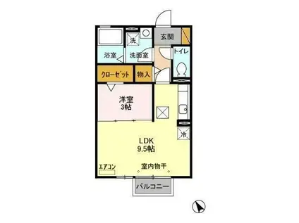 グランドゥール(1LDK/1階)の間取り写真