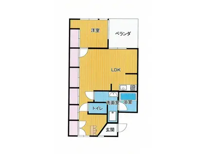 イスズハイツベル芦屋パートII(1LDK/1階)の間取り写真