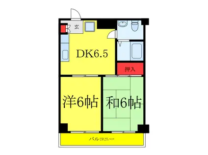 パークサイド関(2DK/3階)の間取り写真