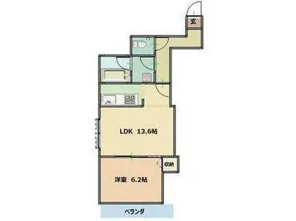 スプレンドール畑江(1LDK/6階)の間取り写真