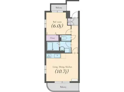 アルエット湘南(1LDK/2階)の間取り写真