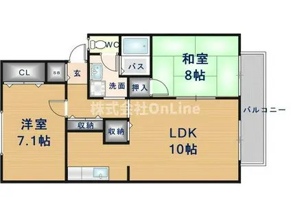 びわ楠根(2LDK/1階)の間取り写真