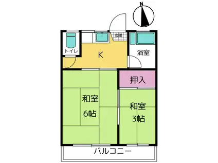 カセザワマンション(2K/2階)の間取り写真
