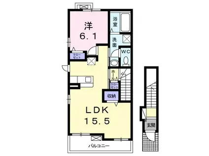 アーシャ(1LDK/2階)の間取り写真