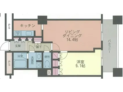 六本木ヒルズレジデンスB(1LDK/25階)の間取り写真