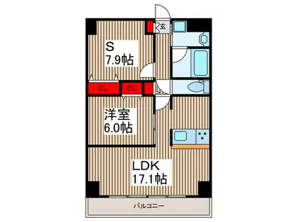 プレド・ラガール(1SLDK/6階)の間取り写真